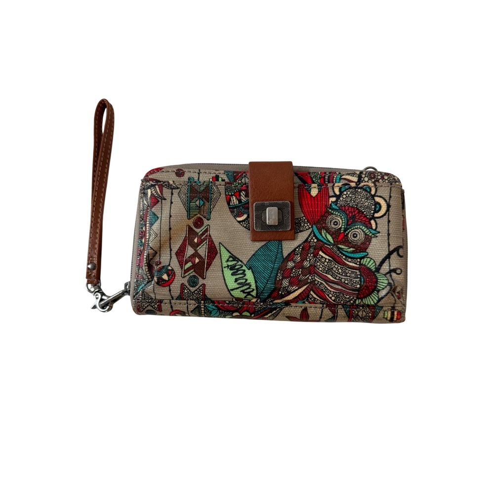 Sakroots Artist Circle Multi Color Floral Geometric Wristlet Wallet Boho Artsy